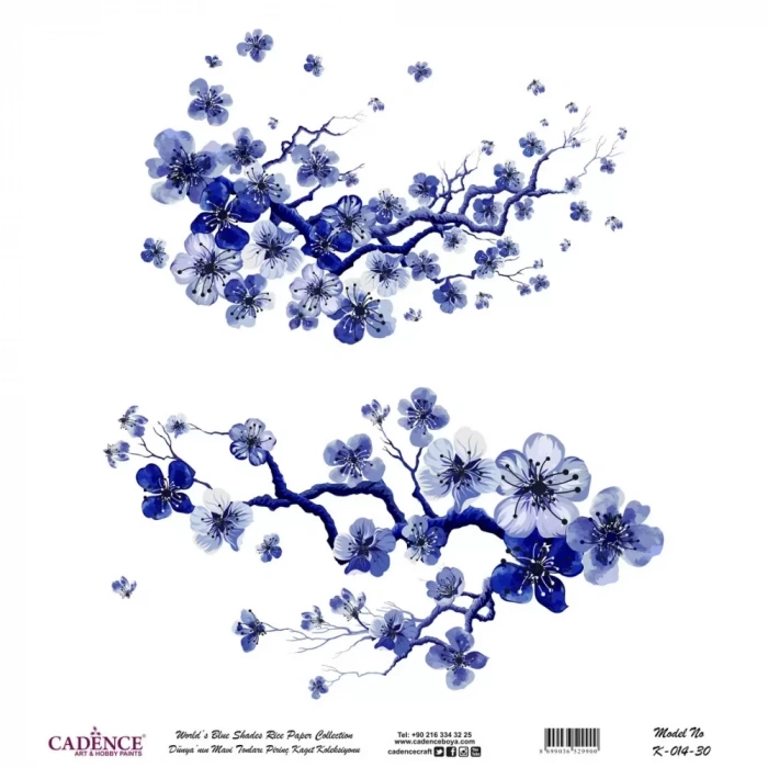 DÜNYANIN MAVİ TONLARI PİRİNÇ KOLEKSİYON BEYAZ ZEMİN K-014 30X30