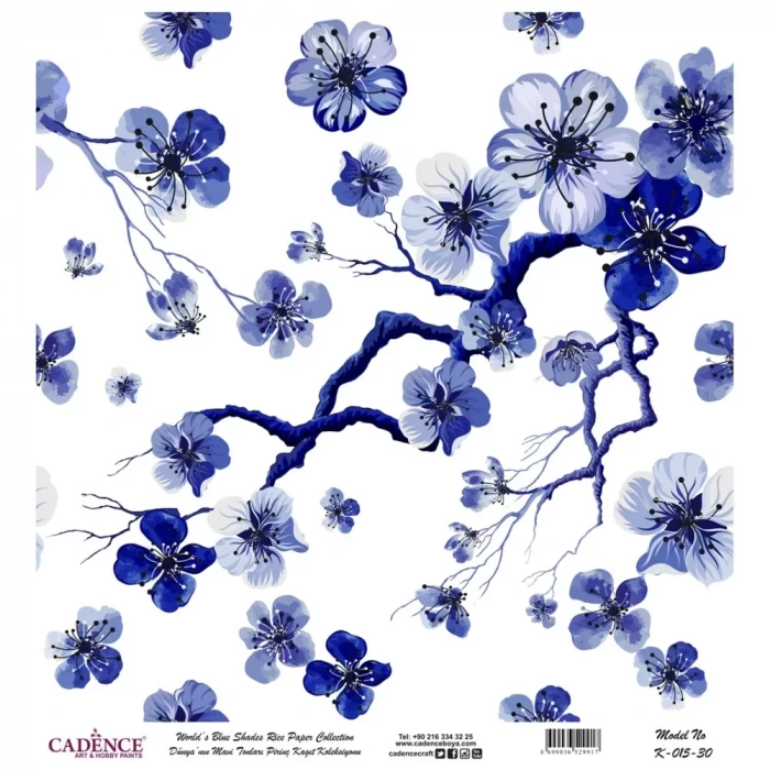 DÜNYANIN MAVİ TONLARI PİRİNÇ KOLEKSİYON BEYAZ ZEMİN K-015 30X30