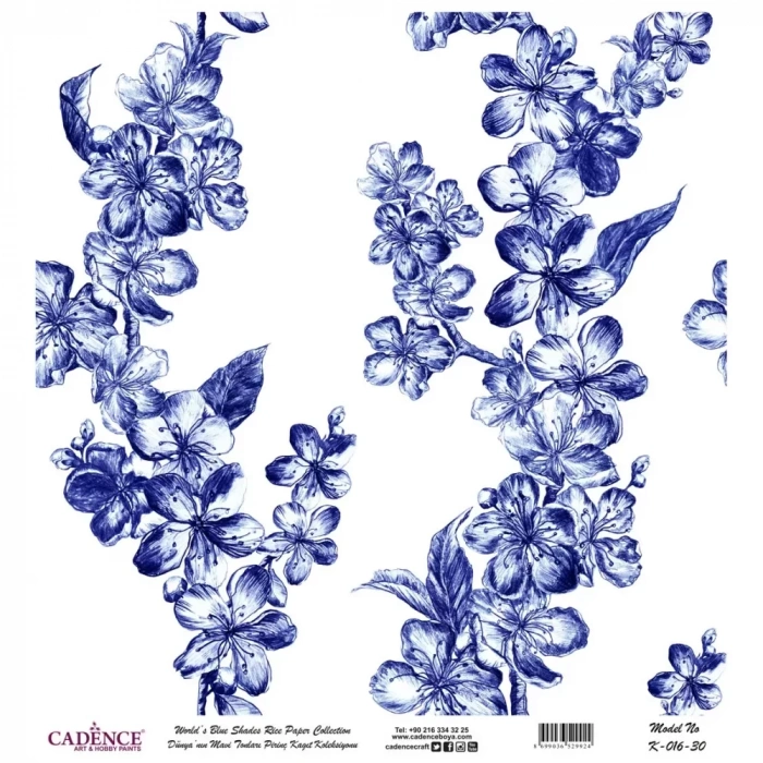 DÜNYANIN MAVİ TONLARI PİRİNÇ KOLEKSİYON BEYAZ ZEMİN K-016 30X30