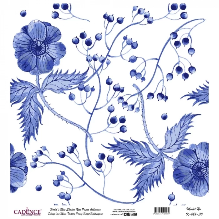 DÜNYANIN MAVİ TONLARI PİRİNÇ KOLEKSİYON BEYAZ ZEMİN K-021 30X30