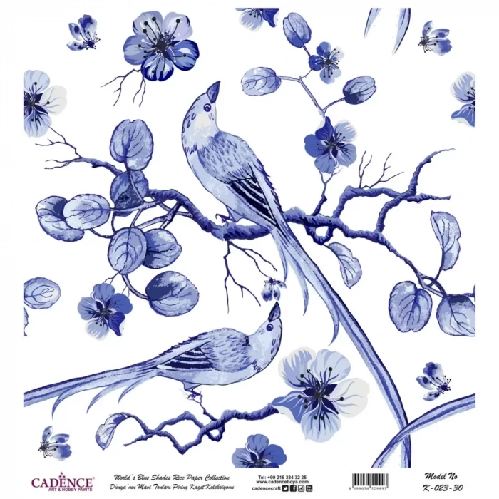 DÜNYANIN MAVİ TONLARI PİRİNÇ KOLEKSİYON BEYAZ ZEMİN K-023 30X30