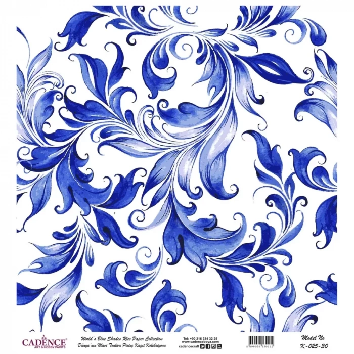 DÜNYANIN MAVİ TONLARI PİRİNÇ KOLEKSİYON BEYAZ ZEMİN K-025 30X30