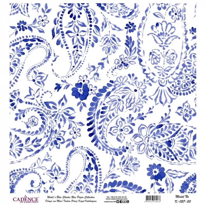 DÜNYANIN MAVİ TONLARI PİRİNÇ KOLEKSİYON BEYAZ ZEMİN K-027 30X30