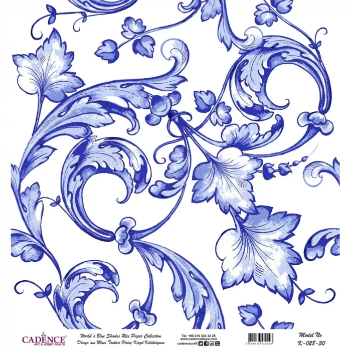 DÜNYANIN MAVİ TONLARI PİRİNÇ KOLEKSİYON BEYAZ ZEMİN K-028 30X30