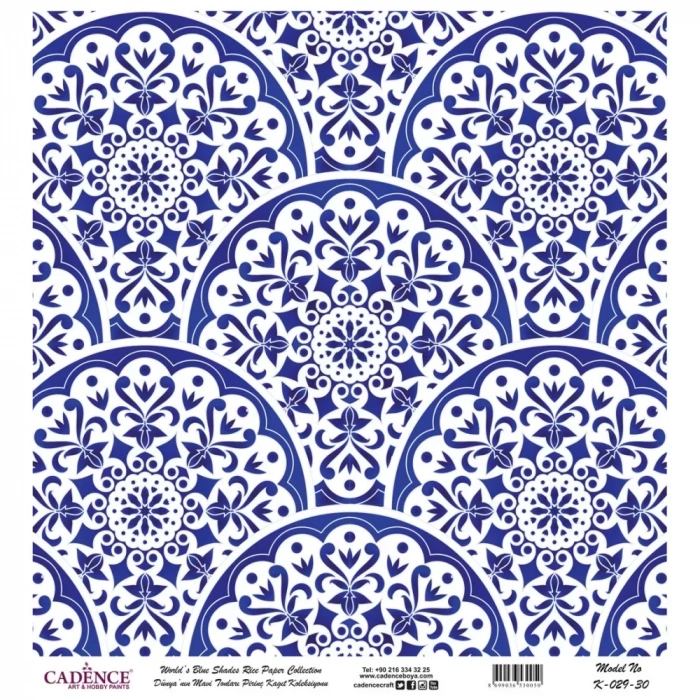 DÜNYANIN MAVİ TONLARI PİRİNÇ KOLEKSİYON BEYAZ ZEMİN K-029 30X30