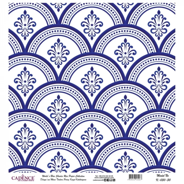 DÜNYANIN MAVİ TONLARI PİRİNÇ KOLEKSİYON BEYAZ ZEMİN K-030 30X30