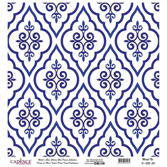 DÜNYANIN MAVİ TONLARI PİRİNÇ KOLEKSİYON BEYAZ ZEMİN K-032 30X30