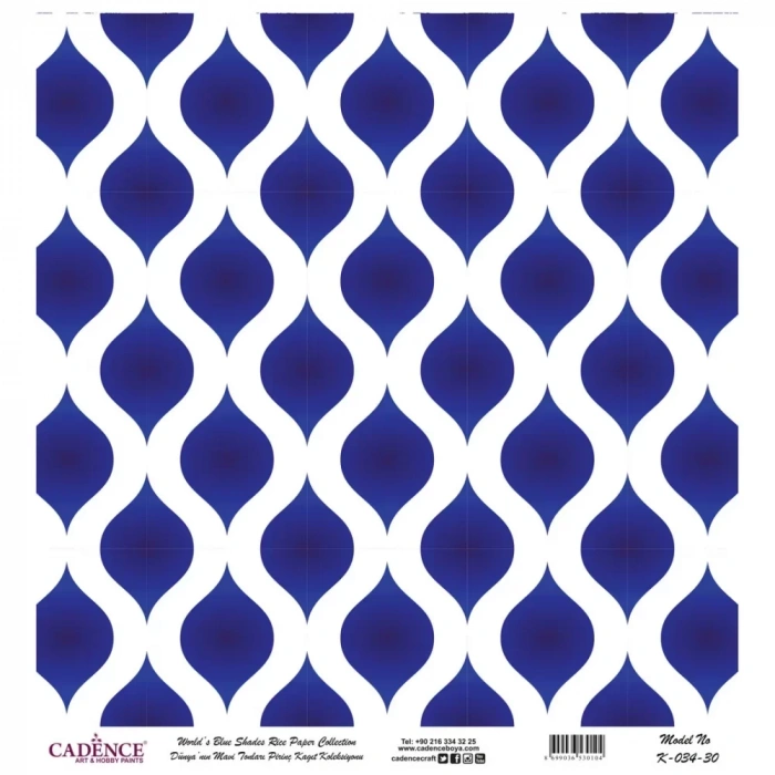 DÜNYANIN MAVİ TONLARI PİRİNÇ KOLEKSİYON BEYAZ ZEMİN K-034 30X30