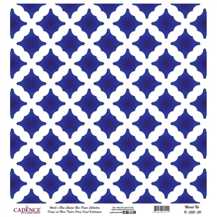 DÜNYANIN MAVİ TONLARI PİRİNÇ KOLEKSİYON BEYAZ ZEMİN K-035 30X30