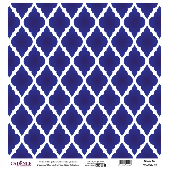 DÜNYANIN MAVİ TONLARI PİRİNÇ KOLEKSİYON BEYAZ ZEMİN K-036 30X30