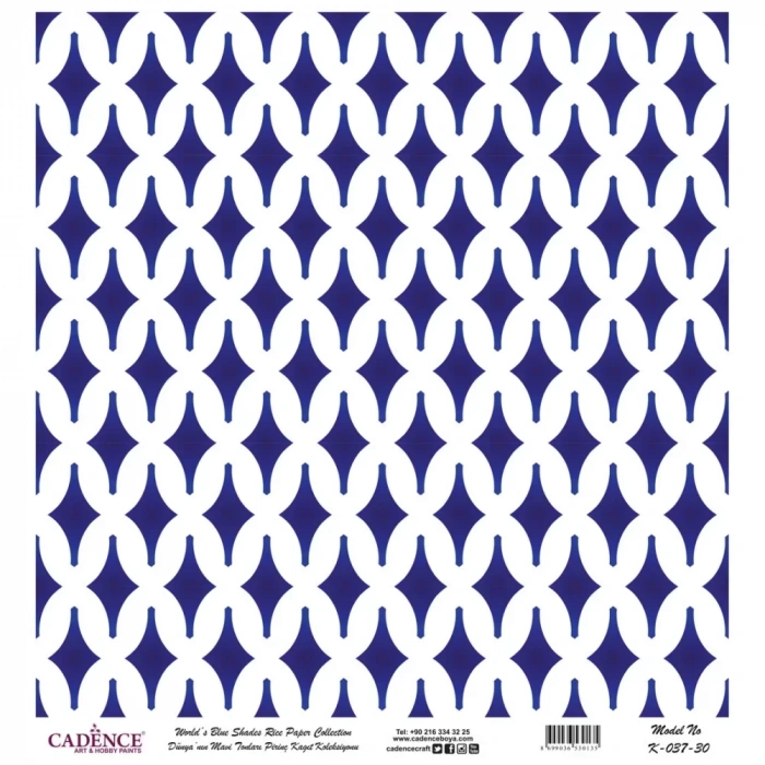 DÜNYANIN MAVİ TONLARI PİRİNÇ KOLEKSİYON BEYAZ ZEMİN K-037 30X30