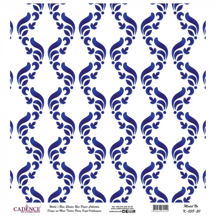 DÜNYANIN MAVİ TONLARI PİRİNÇ KOLEKSİYON BEYAZ ZEMİN K-038 30X30