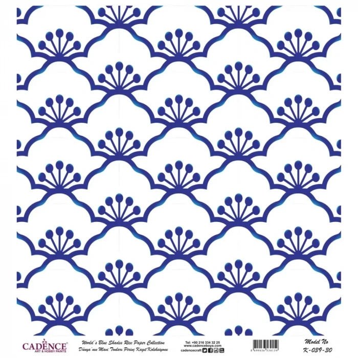 DÜNYANIN MAVİ TONLARI PİRİNÇ KOLEKSİYON BEYAZ ZEMİN K-039 30X30