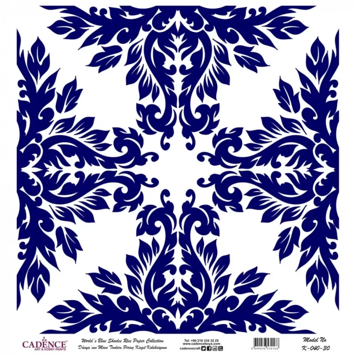 DÜNYANIN MAVİ TONLARI PİRİNÇ KOLEKSİYON BEYAZ ZEMİN K-040 30X30