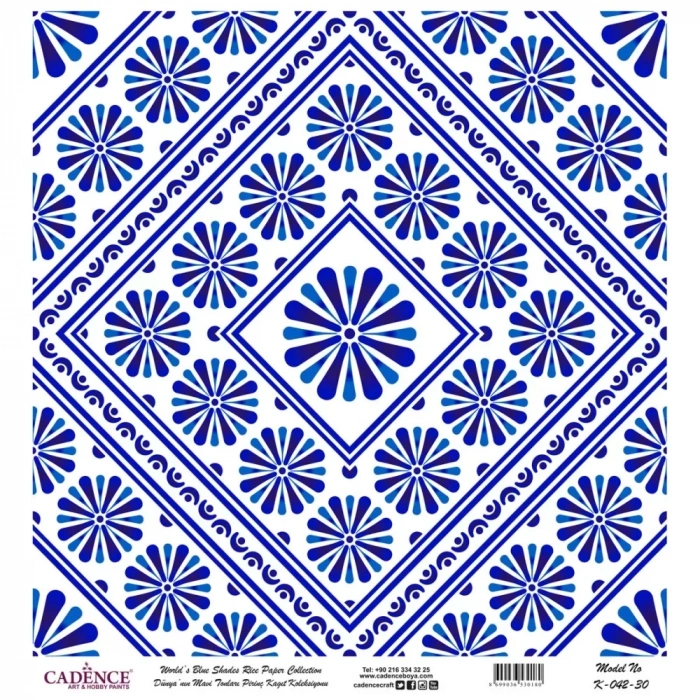 DÜNYANIN MAVİ TONLARI PİRİNÇ KOLEKSİYON BEYAZ ZEMİN K-042 30X30