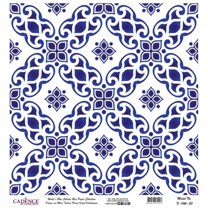 DÜNYANIN MAVİ TONLARI PİRİNÇ KOLEKSİYON BEYAZ ZEMİN K-046 30X30