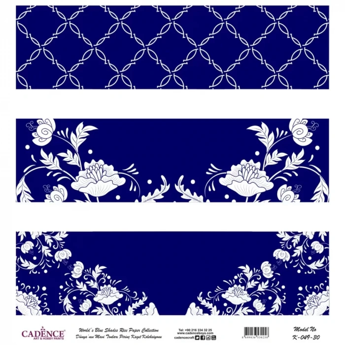 DÜNYANIN MAVİ TONLARI PİRİNÇ KOLEKSİYON BEYAZ ZEMİN K-049 30X30