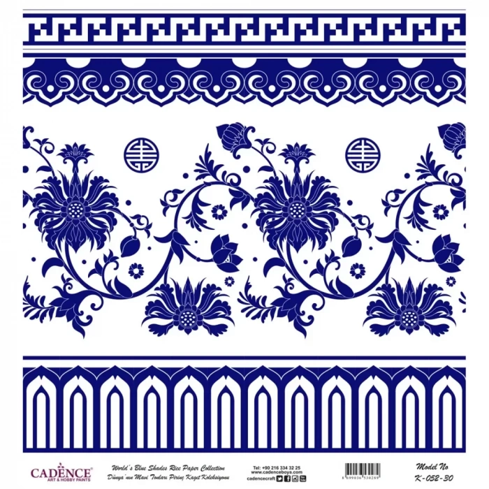 DÜNYANIN MAVİ TONLARI PİRİNÇ KOLEKSİYON BEYAZ ZEMİN K-052 30X30