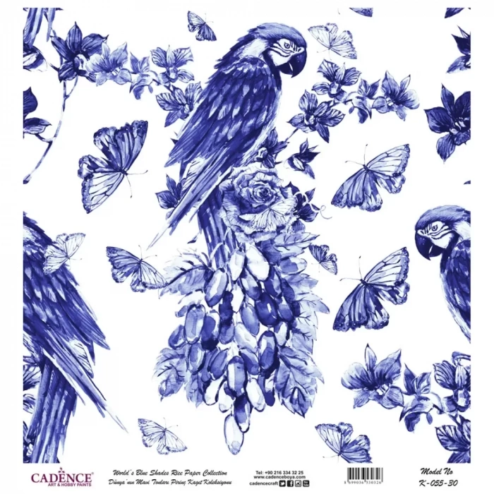 DÜNYANIN MAVİ TONLARI PİRİNÇ KOLEKSİYON BEYAZ ZEMİN K-055 30X30