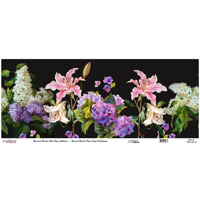 EVRENSEL BORDÜR PİRİNÇ KAĞIT KOLEKSİYON SİYAH ZEMİN UBC-004 30X68