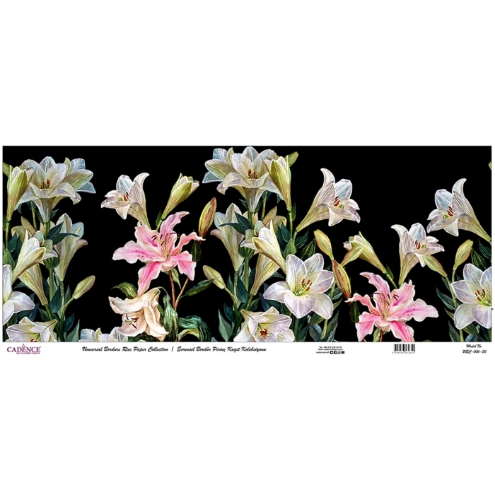 EVRENSEL BORDÜR PİRİNÇ KAĞIT KOLEKSİYON SİYAH ZEMİN UBC-006 30X68