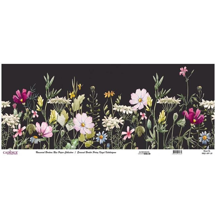 EVRENSEL BORDÜR PİRİNÇ KAĞIT KOLEKSİYON SİYAH ZEMİN UBC-009 30X68