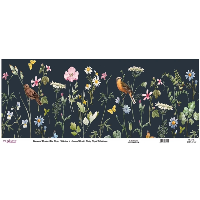 EVRENSEL BORDÜR PİRİNÇ KAĞIT KOLEKSİYON SİYAH ZEMİN UBC-011 30X68