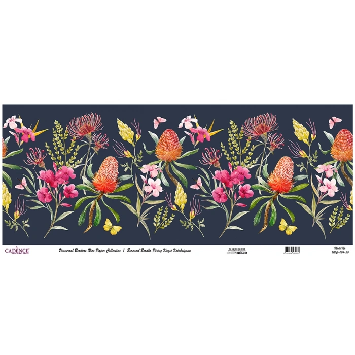 EVRENSEL BORDÜR PİRİNÇ KAĞIT KOLEKSİYON SİYAH ZEMİN UBC-024 30X68