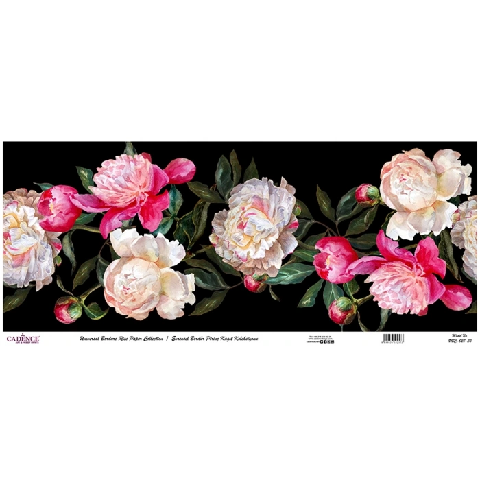 EVRENSEL BORDÜR PİRİNÇ KAĞIT KOLEKSİYON SİYAH ZEMİN UBC-028 30X68