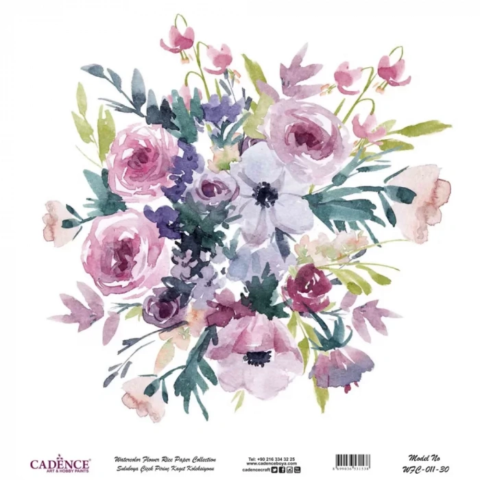 SULUBOYA ÇİÇEK PİRİNÇ KAĞIT KOLEKSİYON BEYAZ ZEMİN WFC-011 30X30