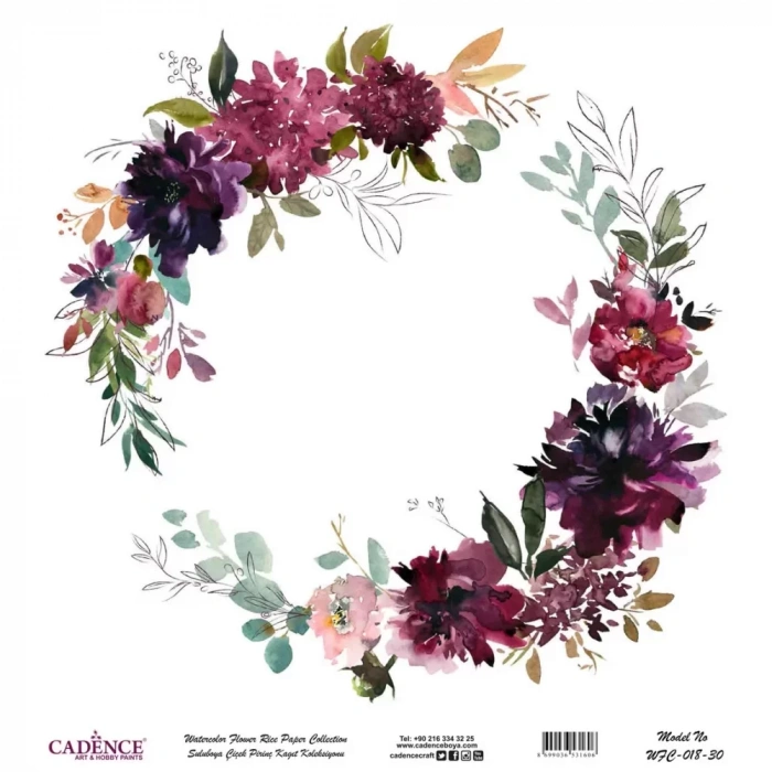 SULUBOYA ÇİÇEK PİRİNÇ KAĞIT KOLEKSİYON BEYAZ ZEMİN WFC-018 30X30