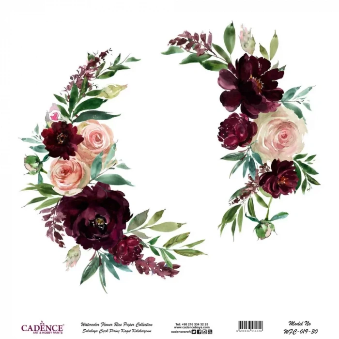 SULUBOYA ÇİÇEK PİRİNÇ KAĞIT KOLEKSİYON BEYAZ ZEMİN WFC-019 30X30