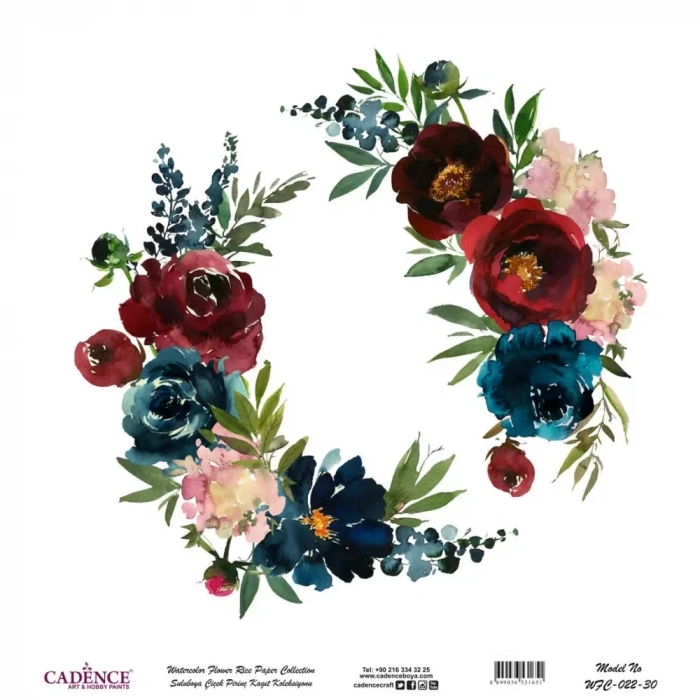 SULUBOYA ÇİÇEK PİRİNÇ KAĞIT KOLEKSİYON BEYAZ ZEMİN WFC-022 30X30