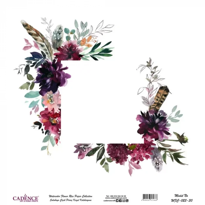 SULUBOYA ÇİÇEK PİRİNÇ KAĞIT KOLEKSİYON BEYAZ ZEMİN WFC-023 30X30