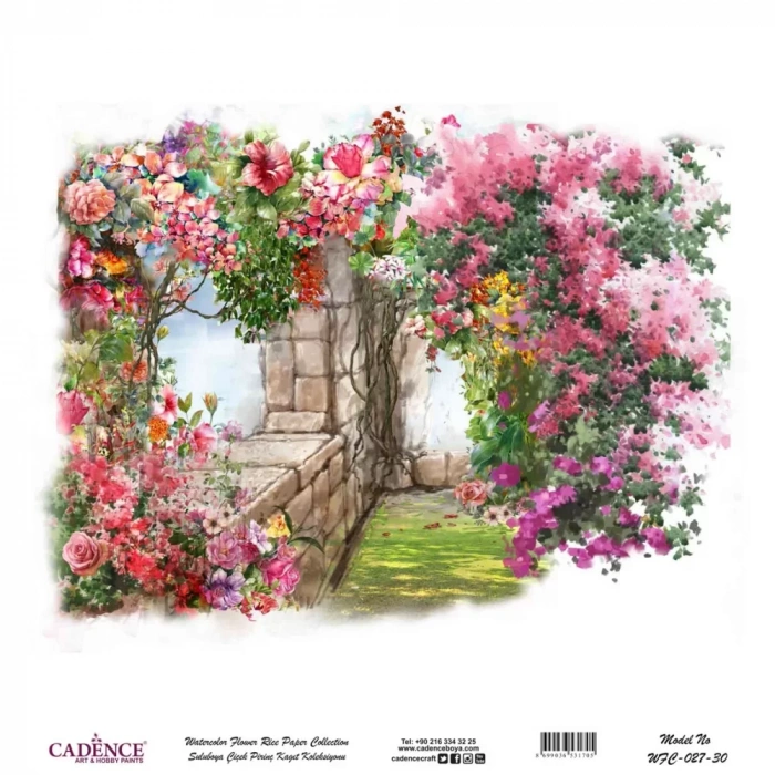 SULUBOYA ÇİÇEK PİRİNÇ KAĞIT KOLEKSİYON BEYAZ ZEMİN WFC-027 30X30