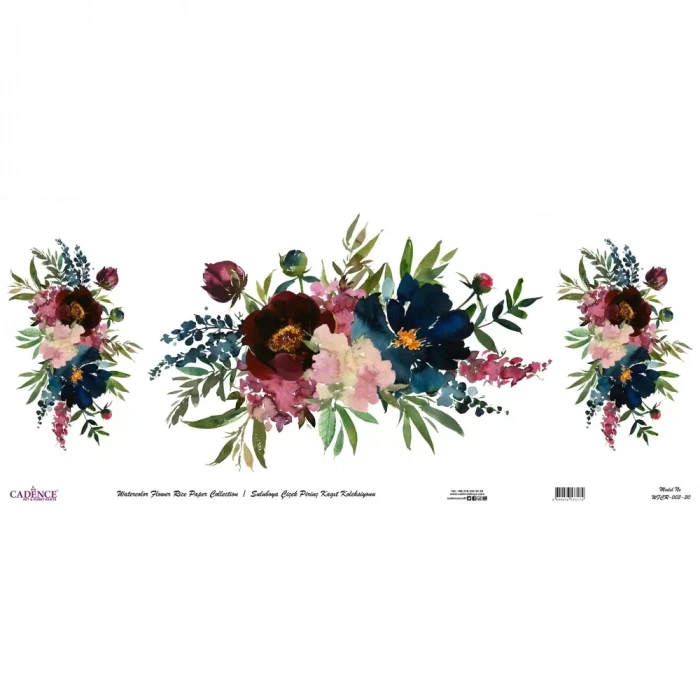 SULUBOYA ÇİÇEK PİRİNÇ KAĞIT KOLEKSİYON BEYAZ ZEMİN WFCR-003 90X214