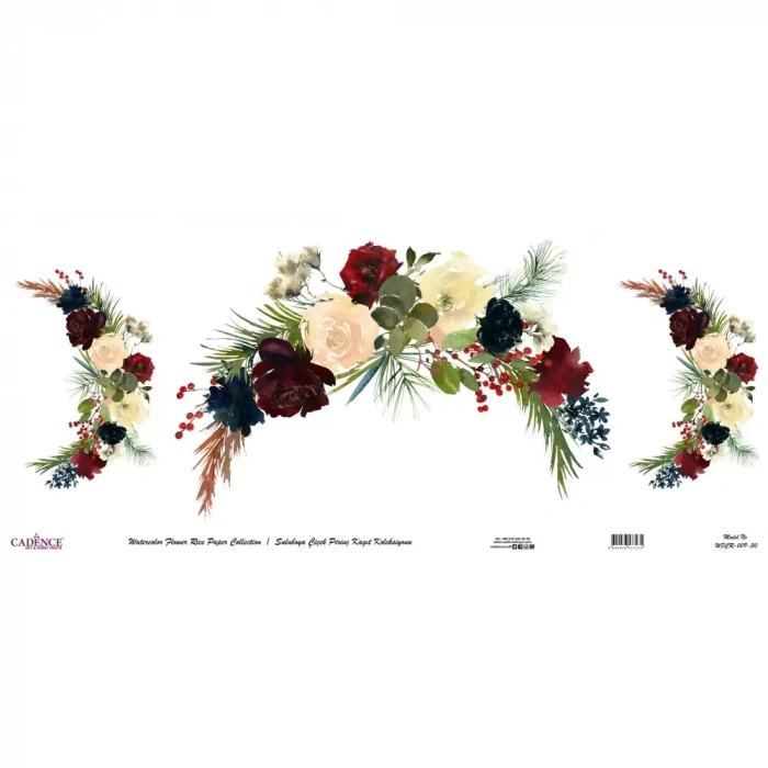 SULUBOYA ÇİÇEK PİRİNÇ KAĞIT KOLEKSİYON BEYAZ ZEMİN WFCR-009 90X214