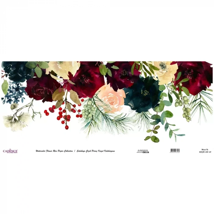 SULUBOYA ÇİÇEK PİRİNÇ KAĞIT KOLEKSİYON BEYAZ ZEMİN WFCR-032 90X214