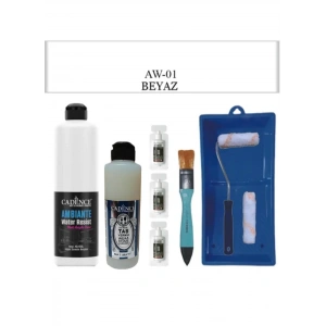 Cadence Boya Fayans Tezgah B-Ambiente Islak Zemin Aw-01 Beyaz 500Ml Katalizör 30Gr MAT Taş Vernik 250 Saten Rulo Set