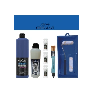 Cadence Boya Fayans Tezgah B-Ambiente Islak Zemin Aw-09 Gece Mavisi 500Ml Katalizör 30Gr MAT Taş Vernik 250 Saten Rulo Set