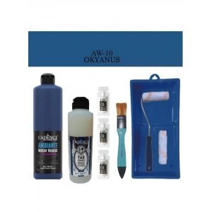 Cadence Boya Fayans Tezgah B-Ambiente Islak Zemin Aw-10 Okyanus 500Ml Katalizör 30Gr MAT Taş Vernik 250 Saten Rulo Set