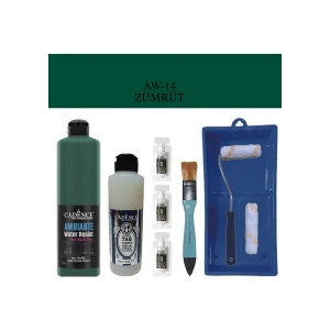 Cadence Boya Fayans Tezgah B-Ambiente Islak Zemin Aw-14 Zümrüt 500Ml Katalizör 30Gr MAT Taş Vernik 250 Saten Rulo Set