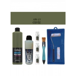 Cadence Boya Fayans Tezgah B-Ambiente Islak Zemin Aw-15 Ceviz 500Ml Katalizör 30Gr MAT Taş Vernik 250 Saten Rulo Set
