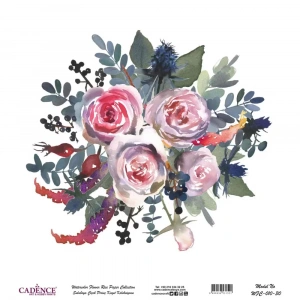 SULUBOYA ÇİÇEK PİRİNÇ KAĞIT KOLEKSİYON BEYAZ ZEMİN WFC-010 30X30