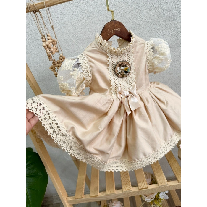 Dantel Kollu Kapuçino Vintage