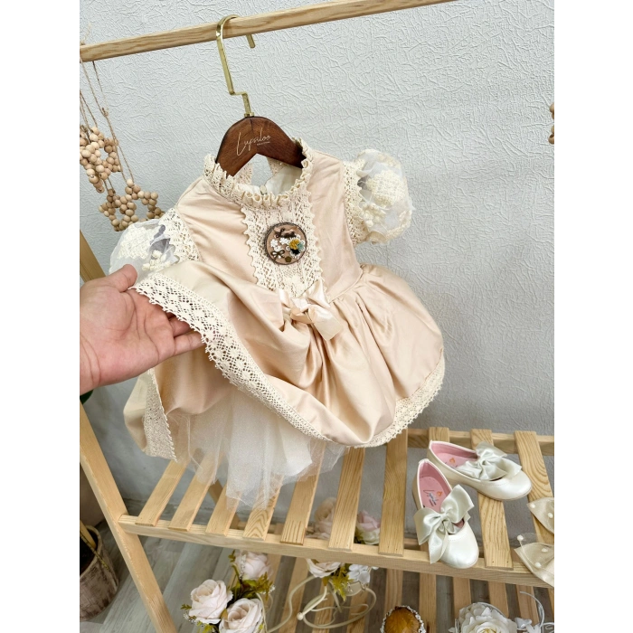 Dantel Kollu Kapuçino Vintage