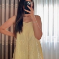 Askılı Püskül Detay Sarı Elbise