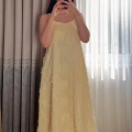 Askılı Püskül Detay Sarı Elbise