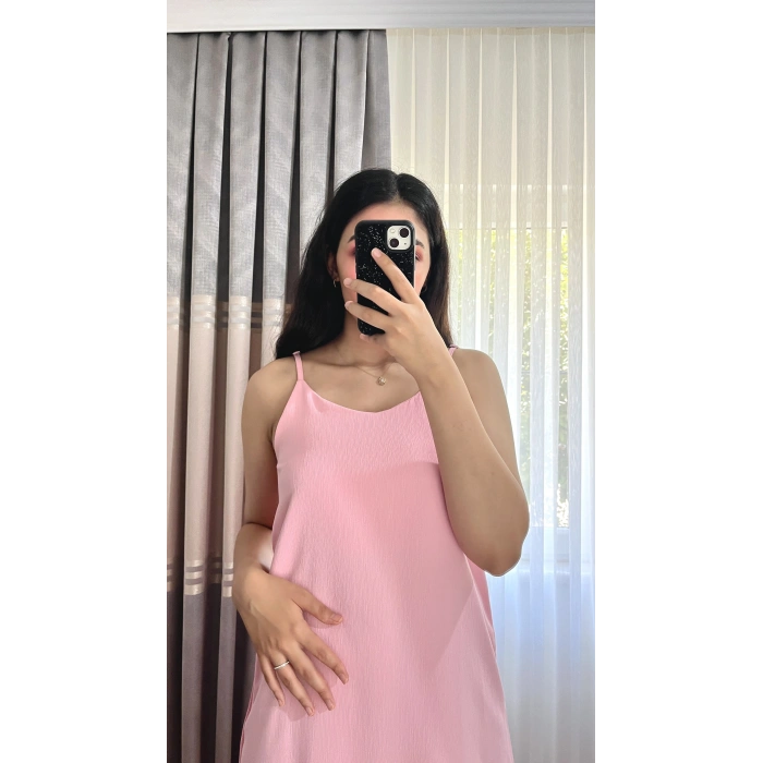 Askılı Pembe Elbise
