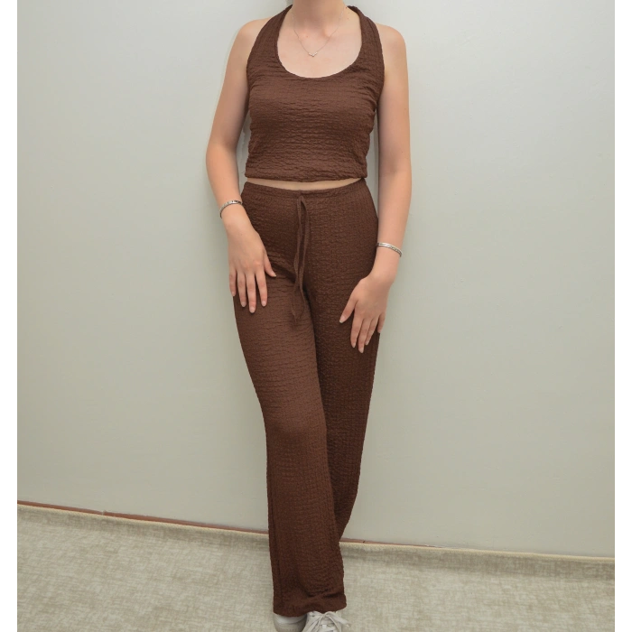 Boyundan Bağlamalı Kahverengi Bürümcük Takım